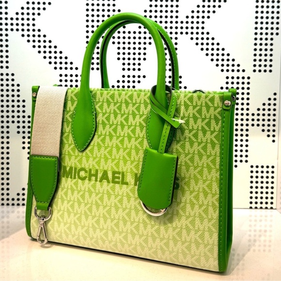 Michael Kors Mirella Small Ombré Signature Logo Crossbody Bag Jungle Green - Picture 3 of 9